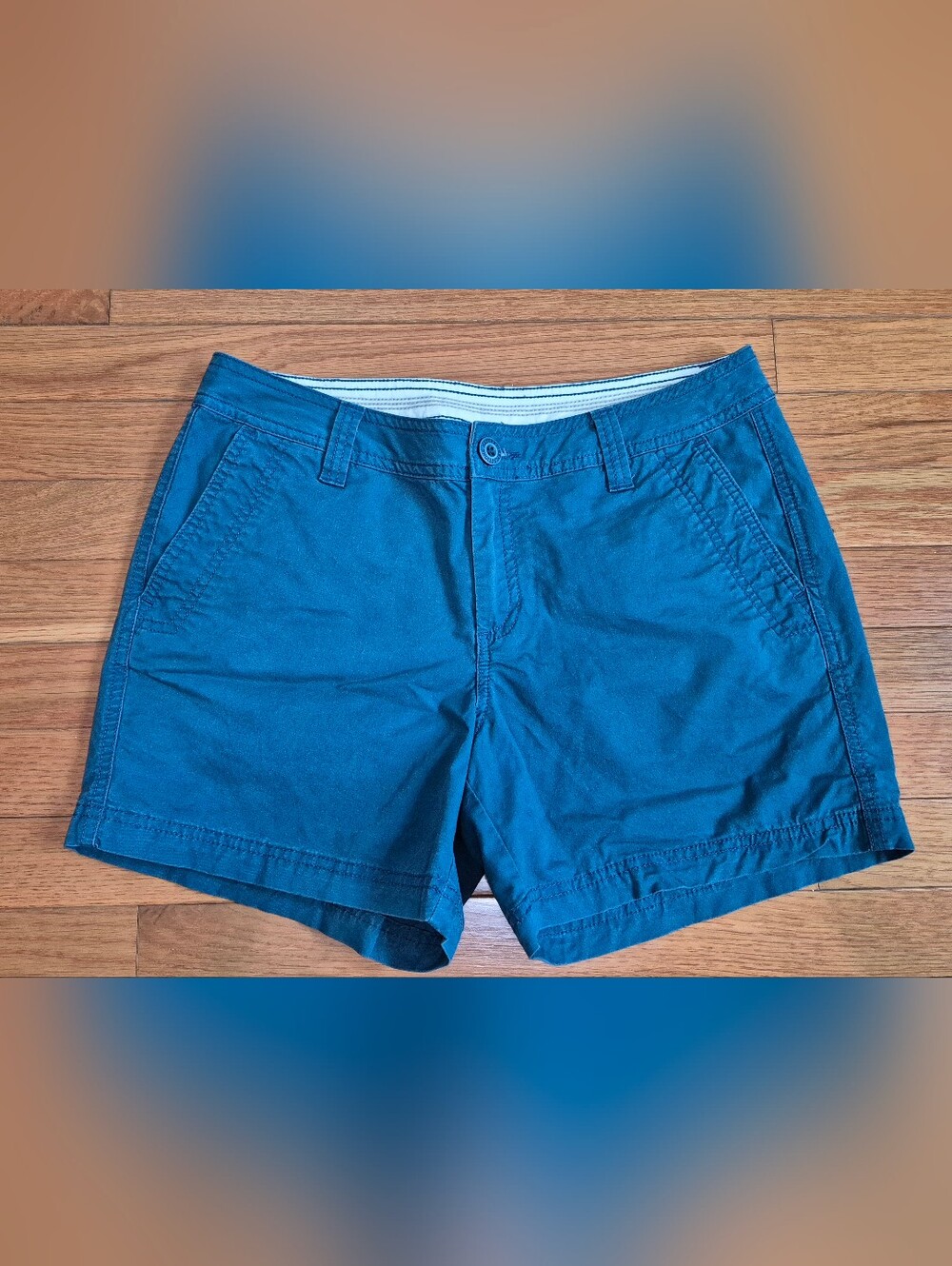 Natural Reflections Teal Blue Cotton Shorts - EUC